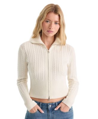 Women's Spread Collar Zip-Front Sweater