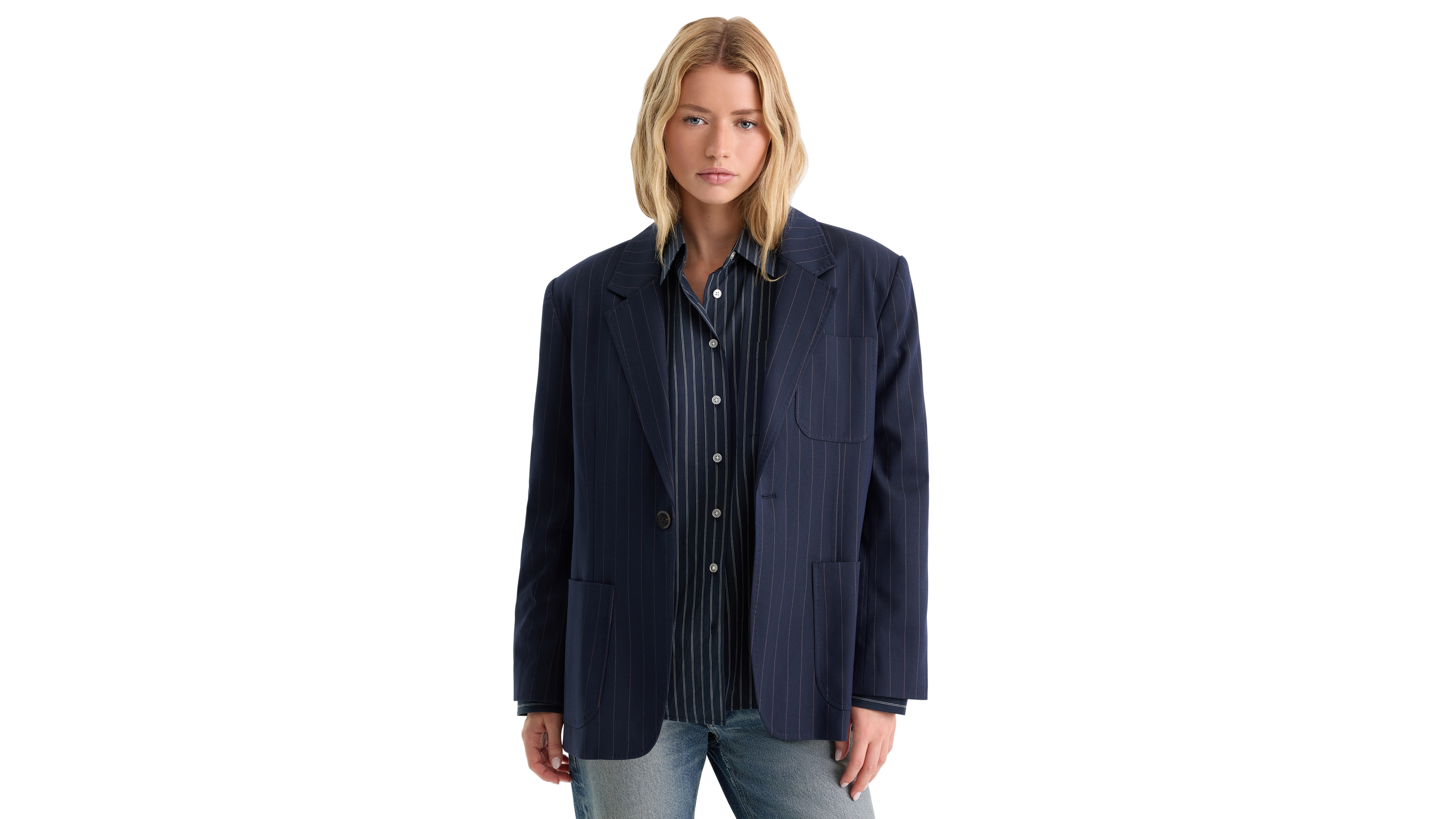 Good American Women's Notch-Lapel Button-Front Jacket