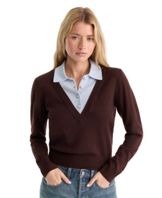 Women's Two-In-One Collared Sweater