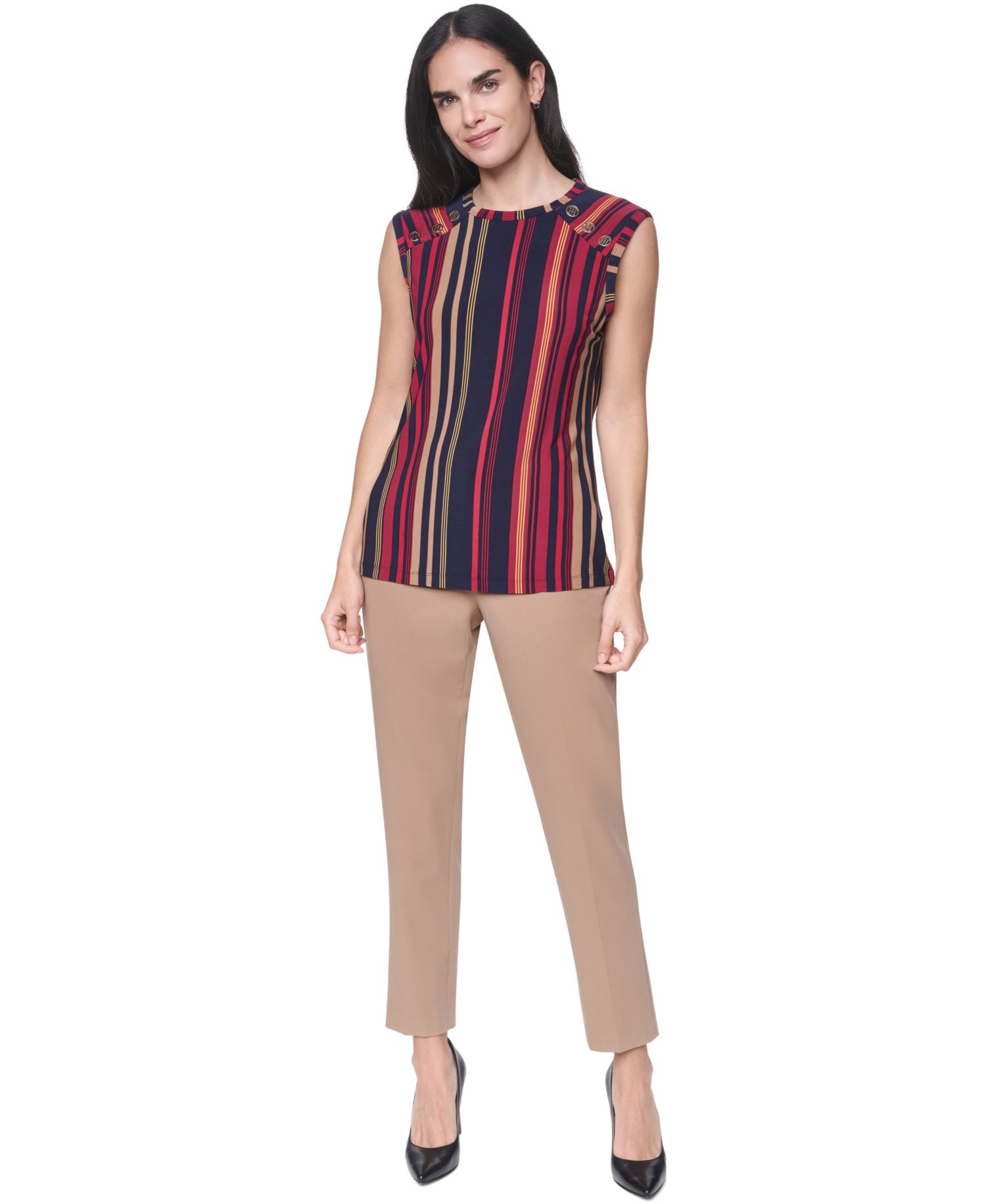 Women's Striped Pull-On Crewneck Top