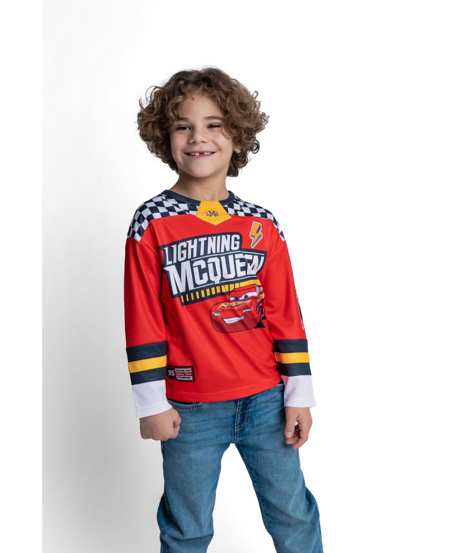 Lightning McQueen Boys' 5 - 12 Athletic Long Sleeve Tee