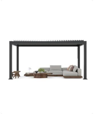 All-Aluminum Louvered Pergola with Adjustable Roof and Reinforced Frame - Integrated Drainage, Modern Hardtop Outdoor Gazebo for Patio or Deck