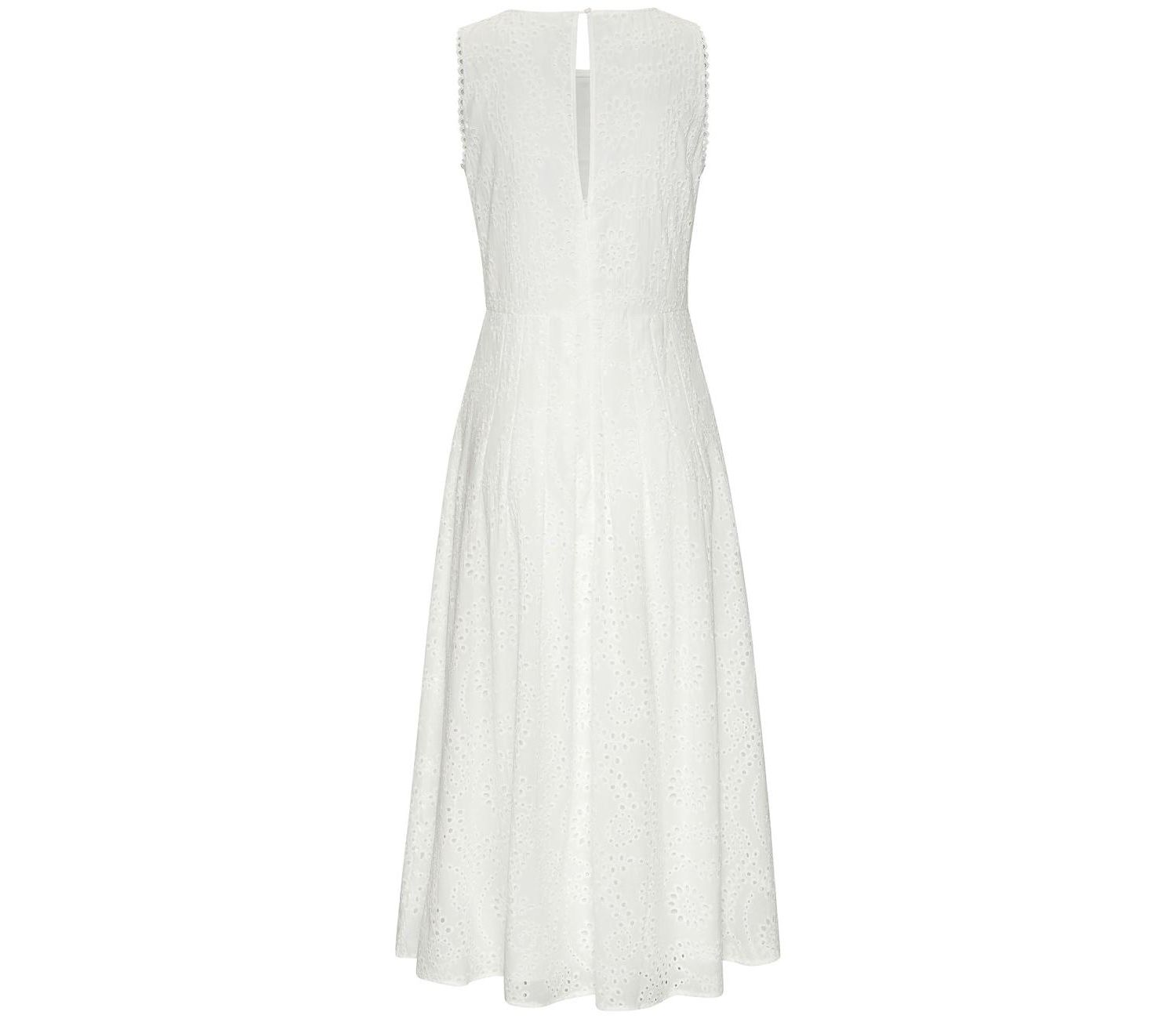 Women's Cotton Sleeveless Eyelet Crochet A-Line Maxi Dress