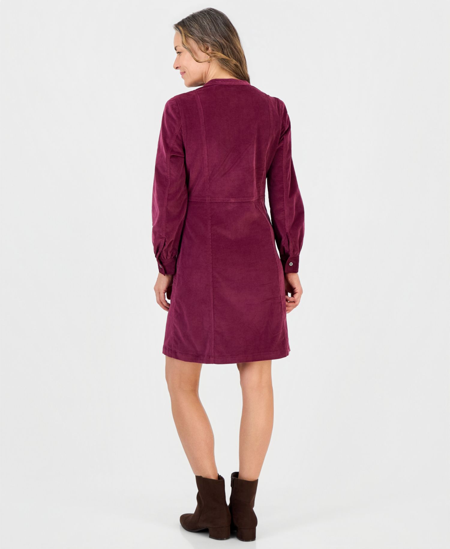 Petite Long-Sleeve Corduroy Dress
