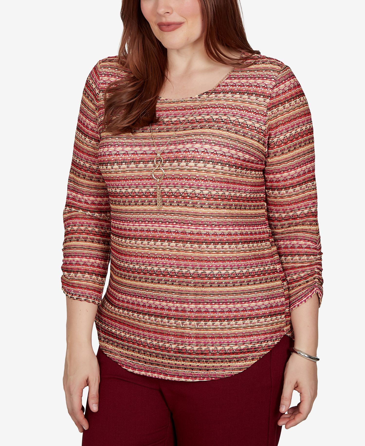 Women's Union Square Spacedye Biadere Stripe Top With Necklace