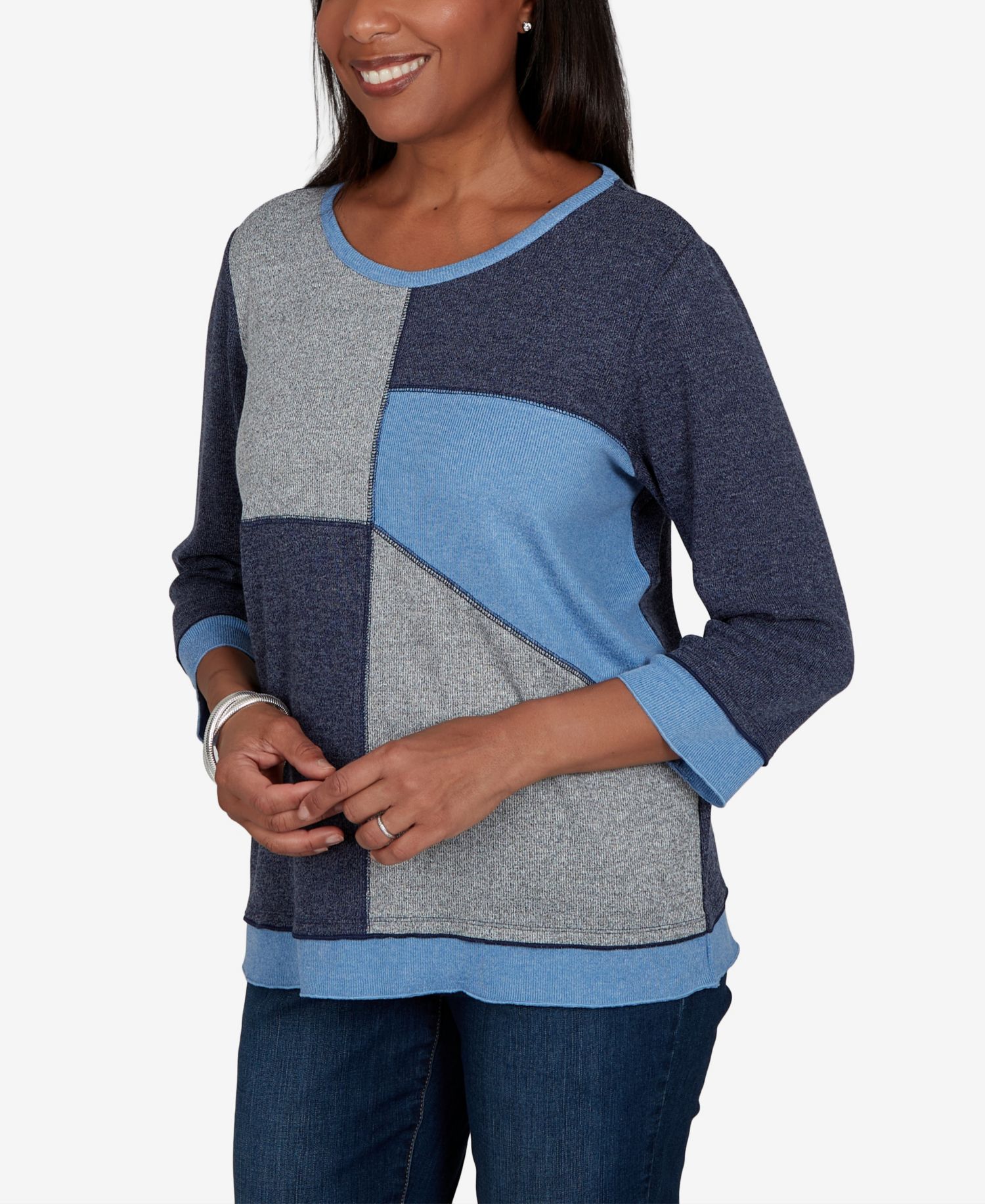 Women's Classic Heathered Colorblock Knit Top