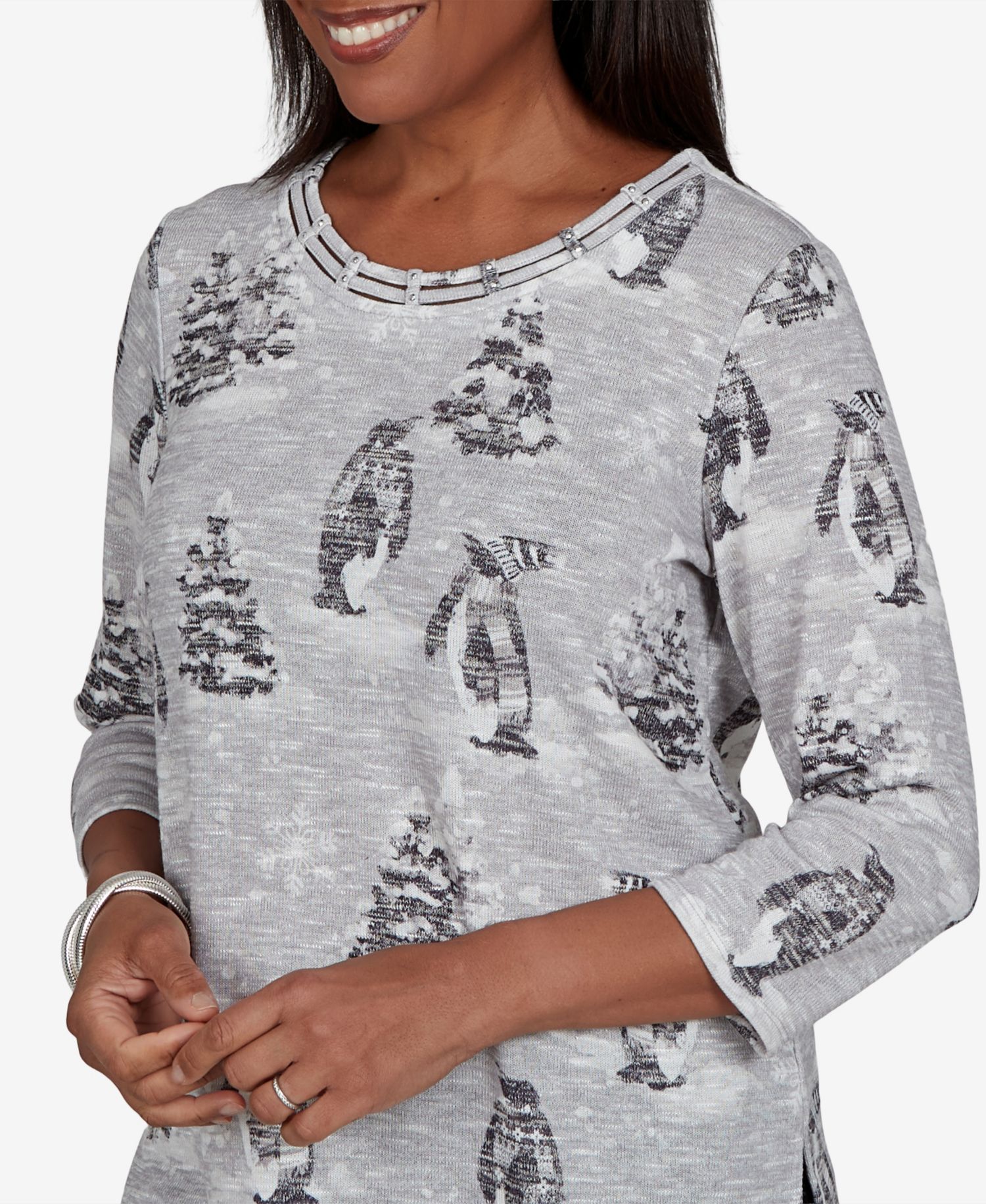 Women's Classic Penguins And Trees Knit Top