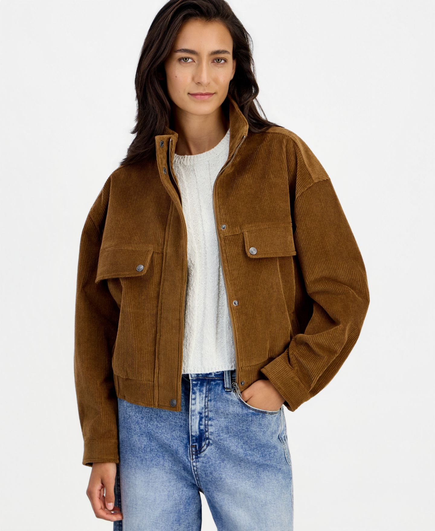 Женская куртка And Now This Short-Corduroy-Stand-Collar Bomber, цвет: Nutmeg — фото 1