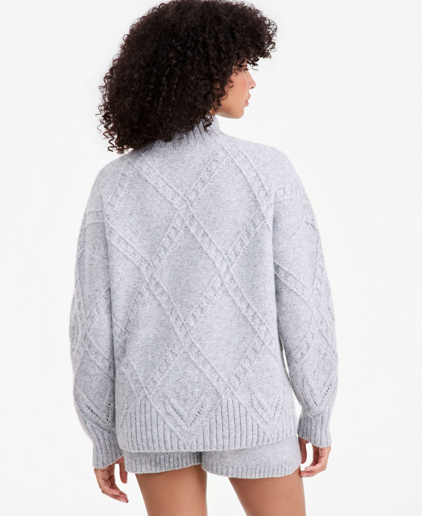 Женский свитер And Now This Cable-Knit Mock Neck, цвет: Меланжевый серый — фото 2