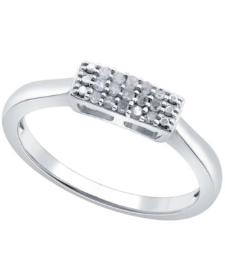 Diamond Mini Rectangular Cluster Ring (1/10 ct. t.w.) in Sterling Silver