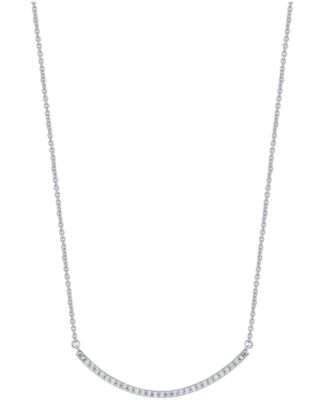 Diamond Curved Bar 16" Collar Necklace (1/4 ct. t.w.) in Sterling Silver