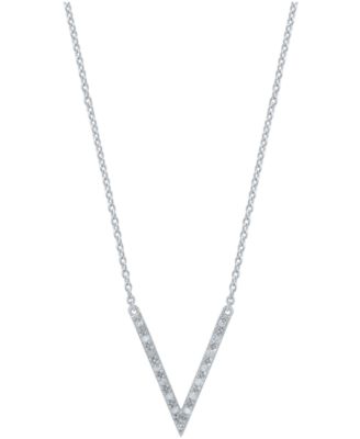 Diamond "V" Necklace (1/10 ct. t.w.) in Sterling Silver