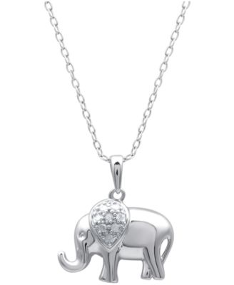 Diamond Elephant 18" Pendant Necklace in Sterling Silver (1/10 ct. t.w.)