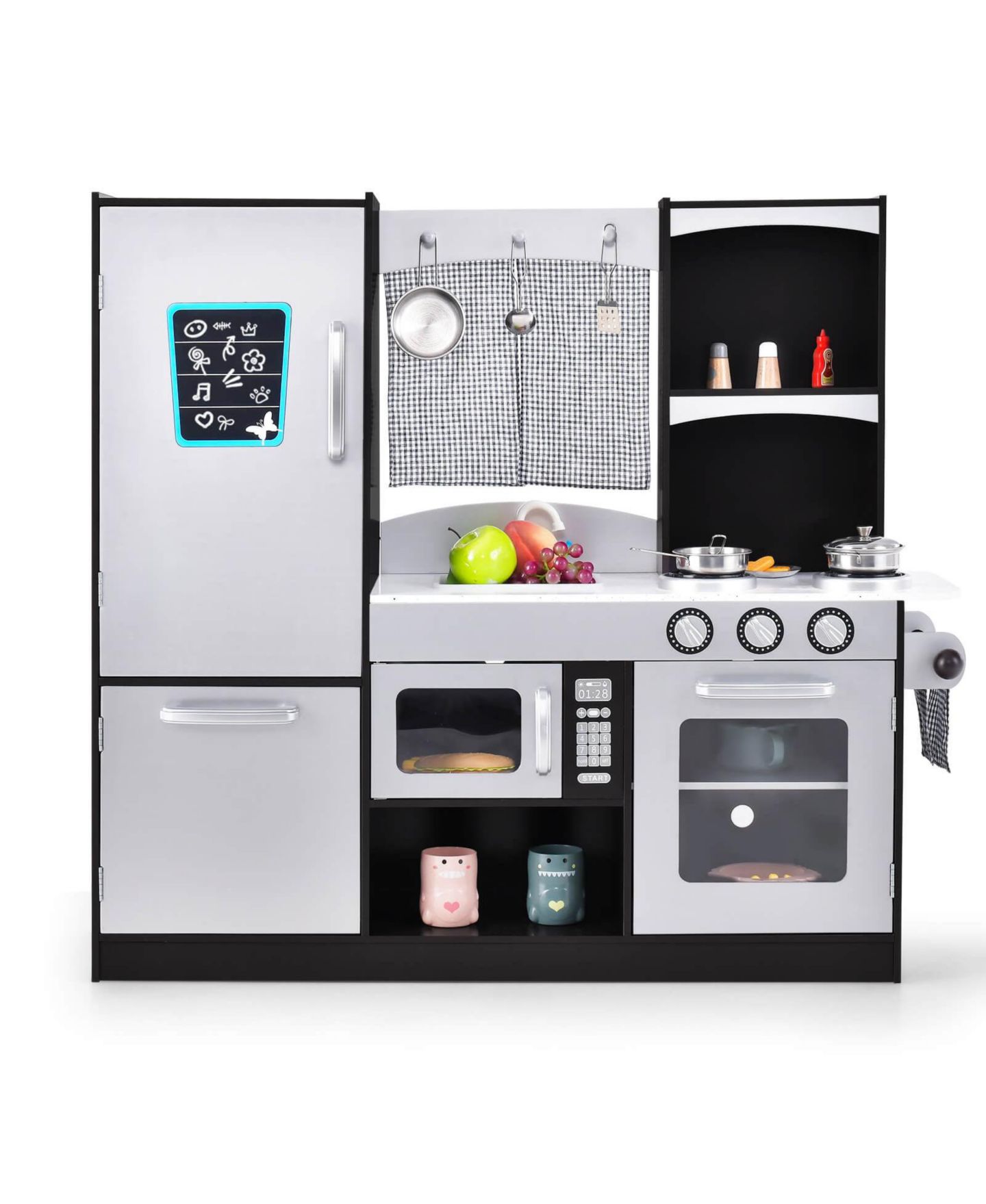 Детский игровой набор Costway Realistic Wooden Play Kitchen Playset, Ages 3+, цвет: Серебряный — фото 6