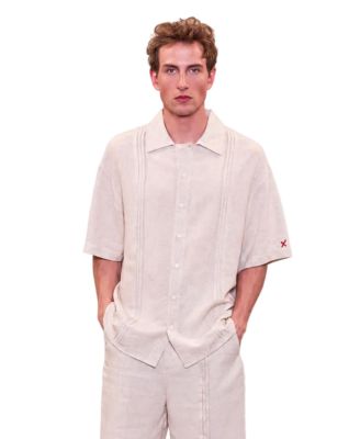 Men's Daydreamers Short Sleeve Linen Shirt With Stitch Detail