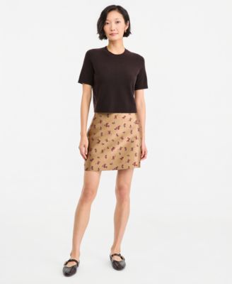 Women's Jacquard Floral A-Line Mini Skirt