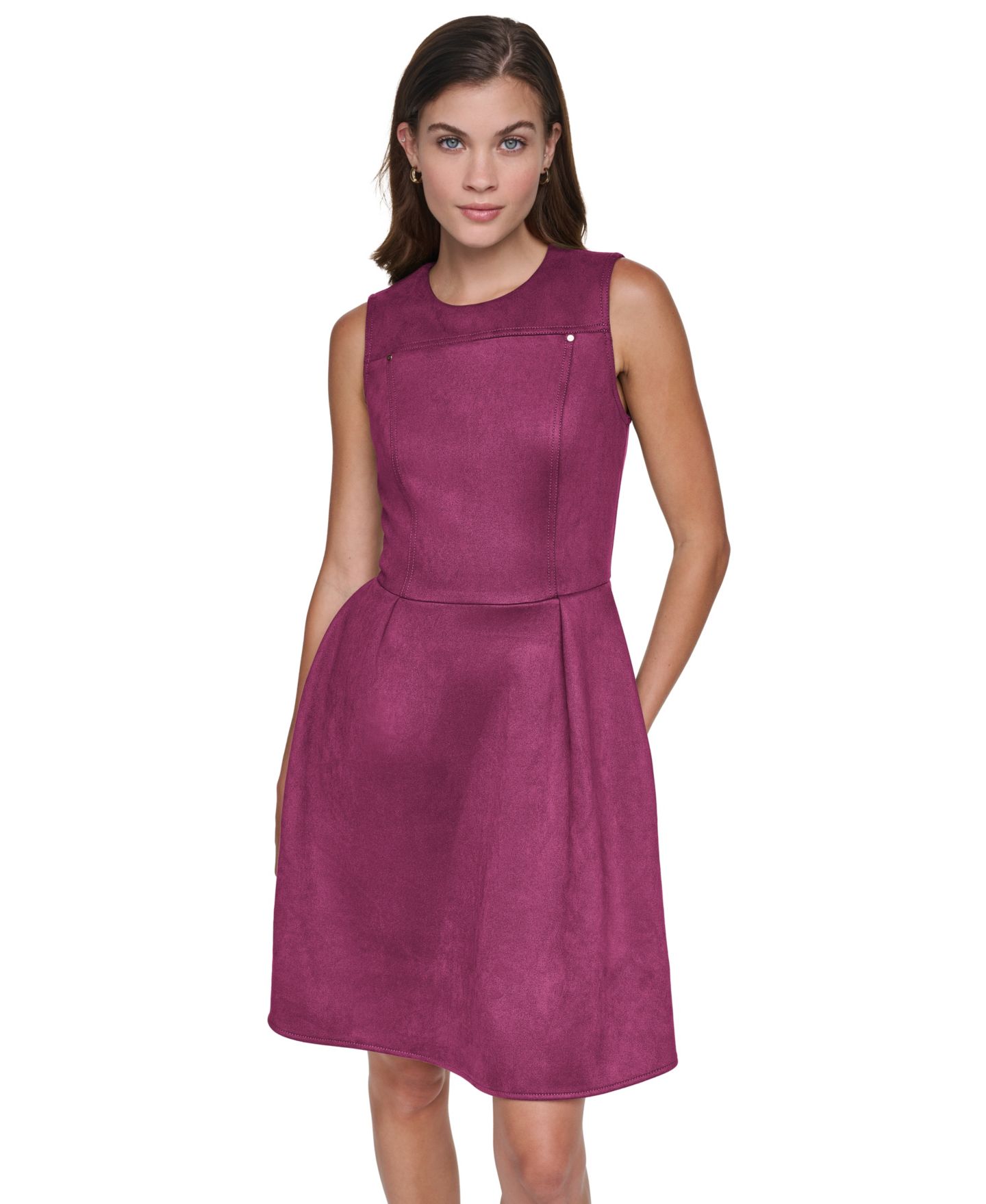 Женское платье Halston Crew Neck Fit & Flare, цвет: Boysenberry — фото 2