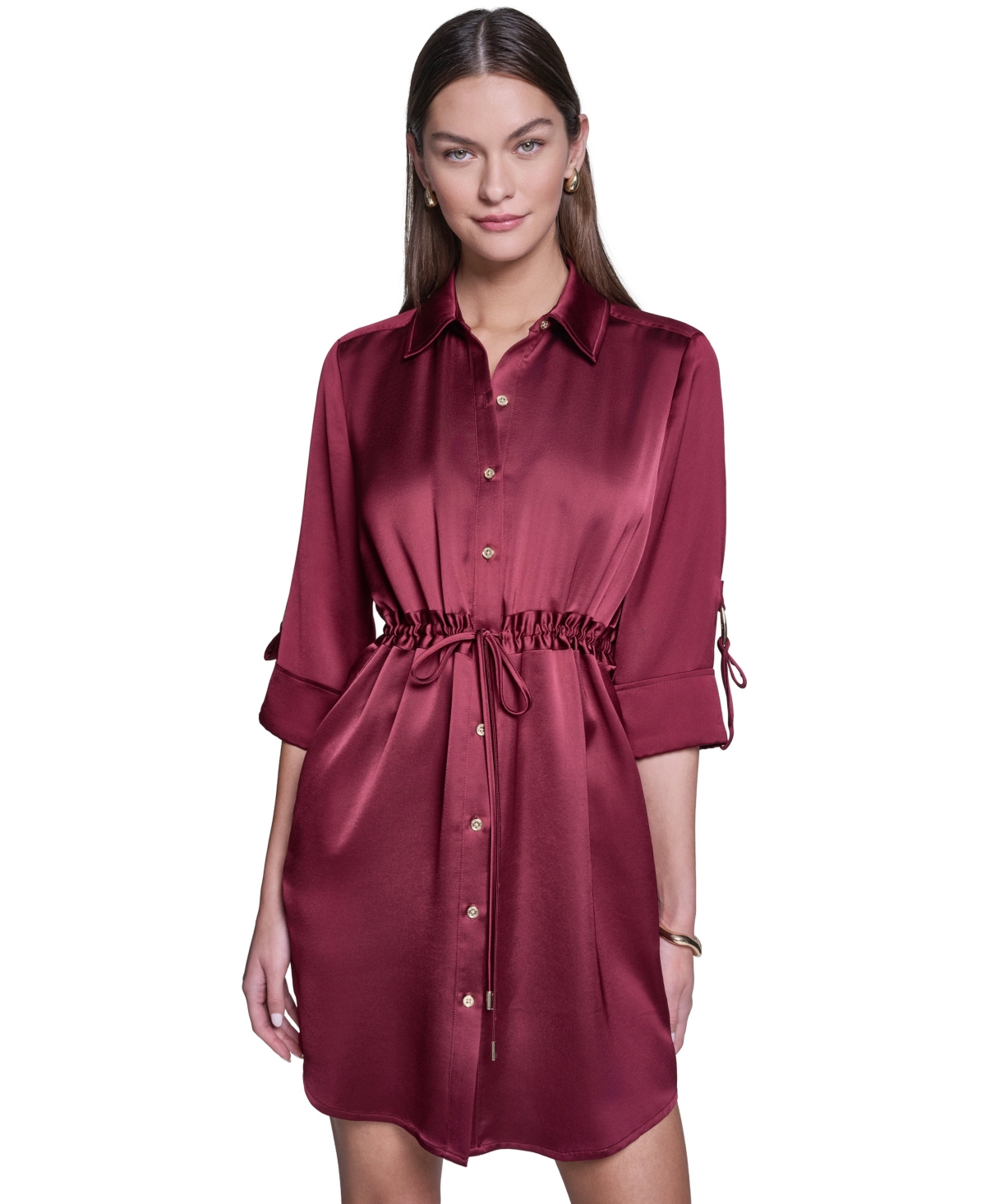 Halston Women's Satin Shirt Dress