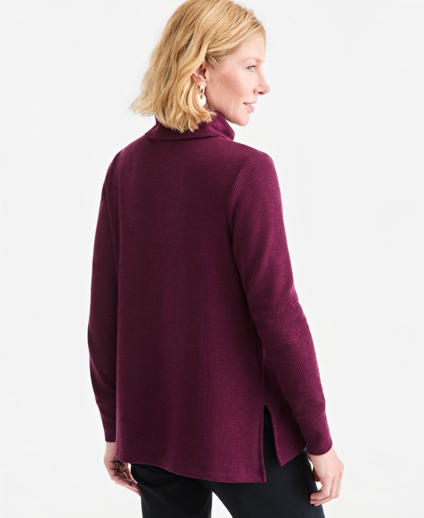 Женский топ Style & Co Long-Sleeve Thermal Turtleneck Top, цвет: Ягодный — фото 2