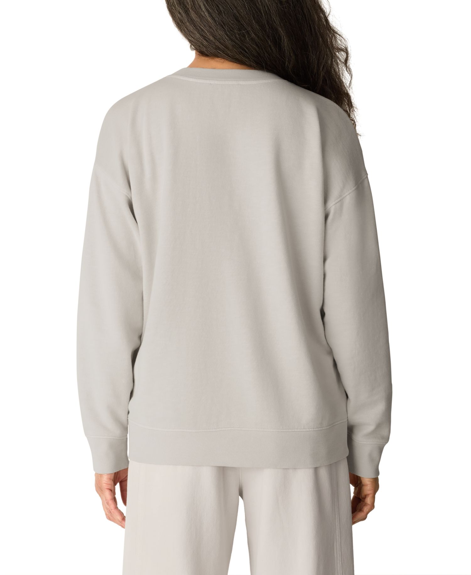Women's Oversized Long-Sleeve Cotton Garment-Dyed V-Neck Top