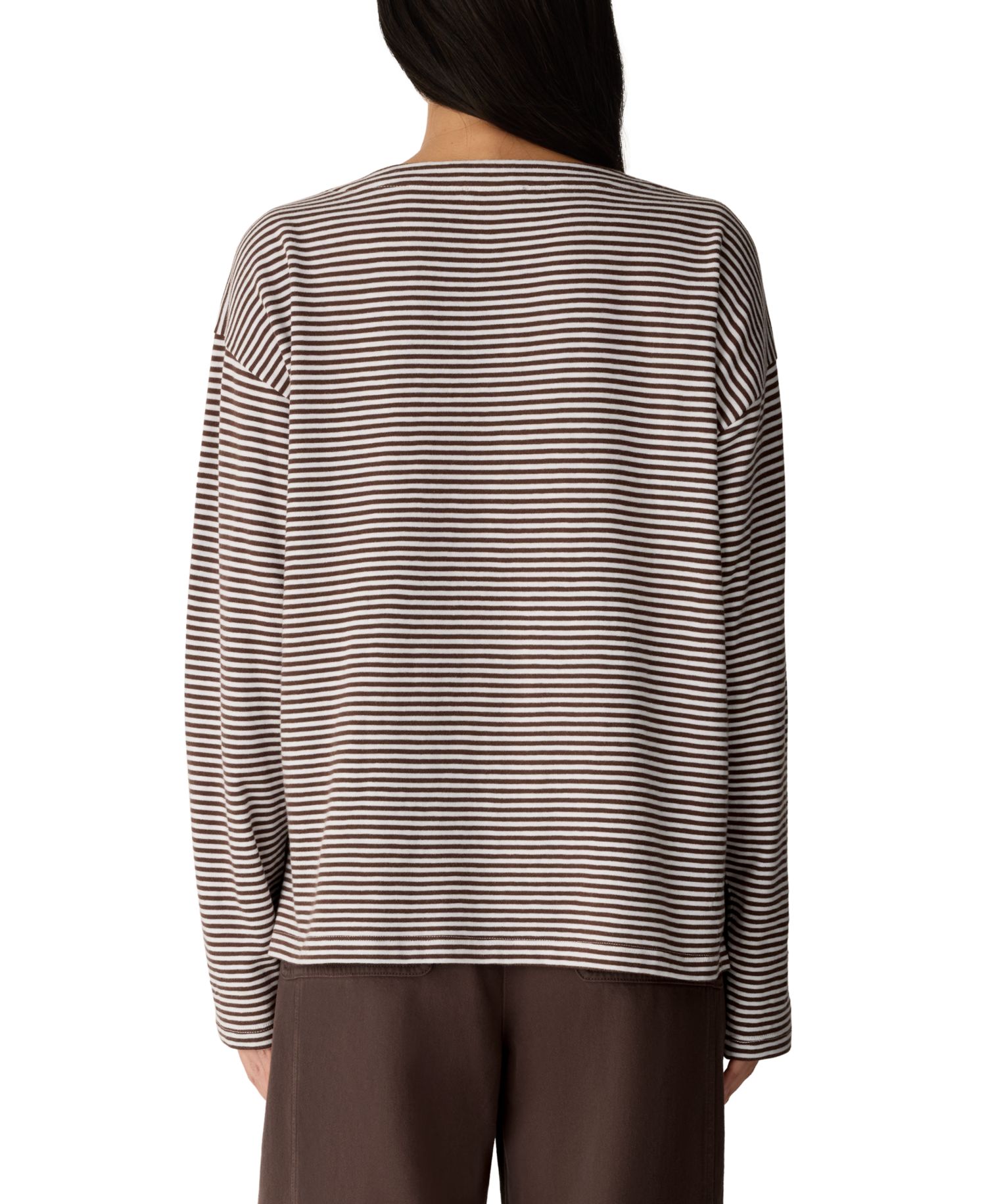 Women's Striped Bateau Neck Long-Sleeve Top