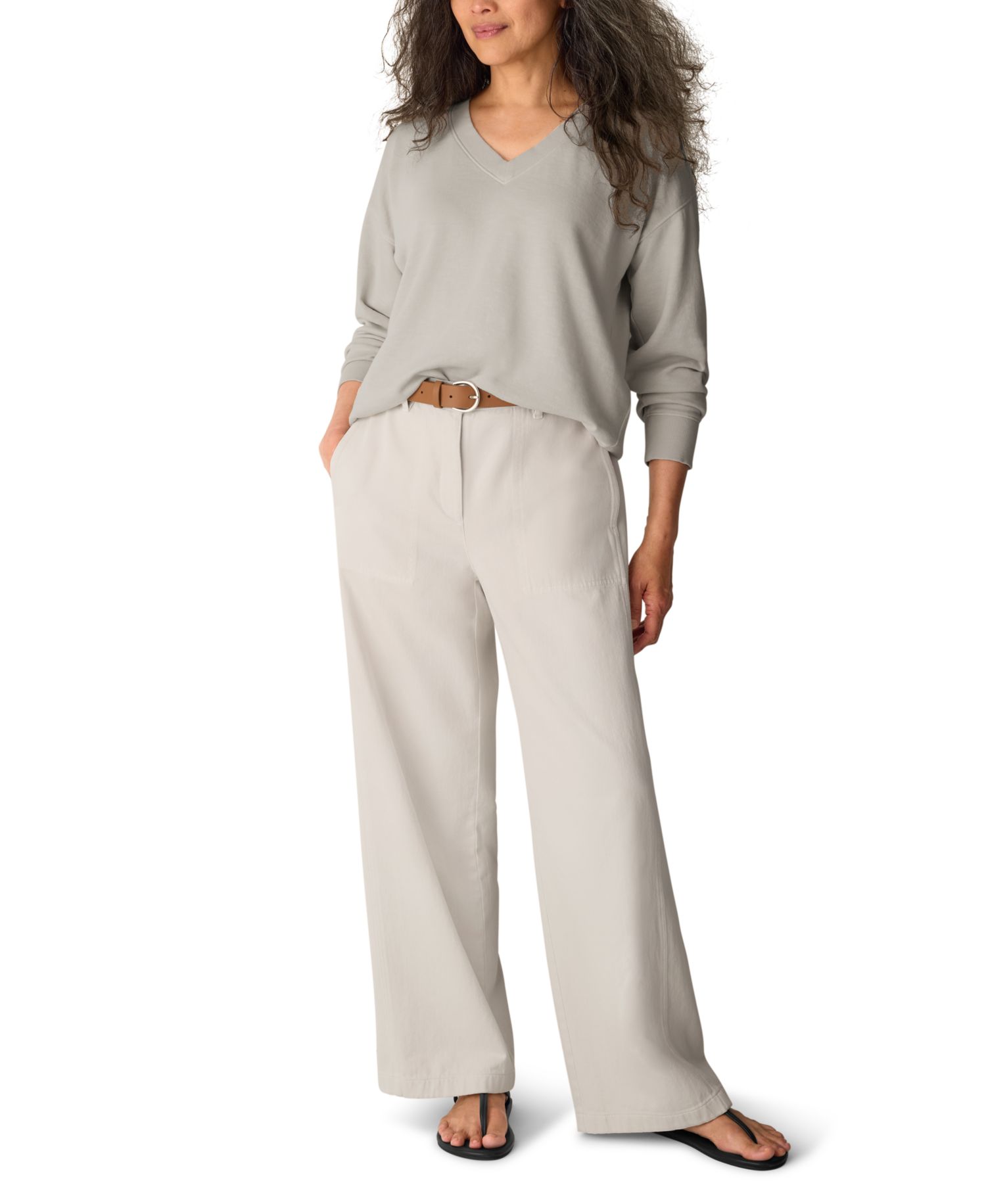Women's High-Waist Wide-Leg Cotton Pants