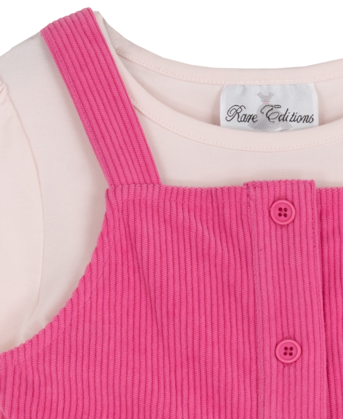 Rare Editions Girls' 2T-6X Blush Long-Sleeve T-Shirt and Fuchsia Corduroy Jumper, 2-Piece Set