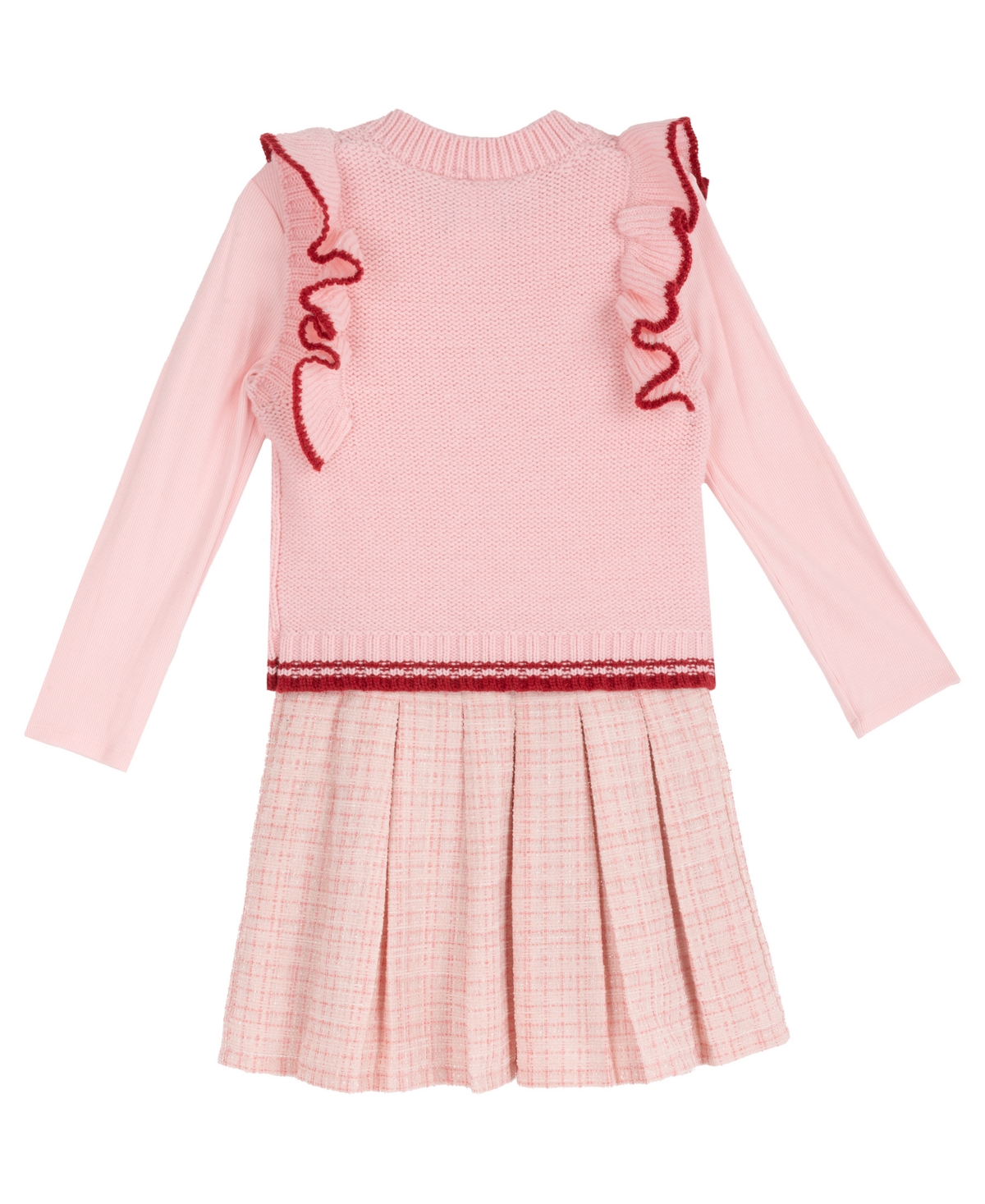 Rare Editions Girls' 2T-6X Cable-Knit Sweater Vest and Popover Dress, 2-Piece Set