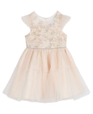 Girls' 2T-6X Sequin Floral Mesh Dress 