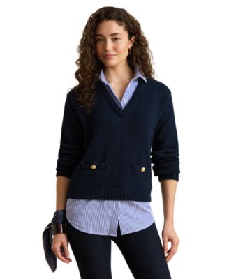 Petite Collared Long-Sleeve Sweater