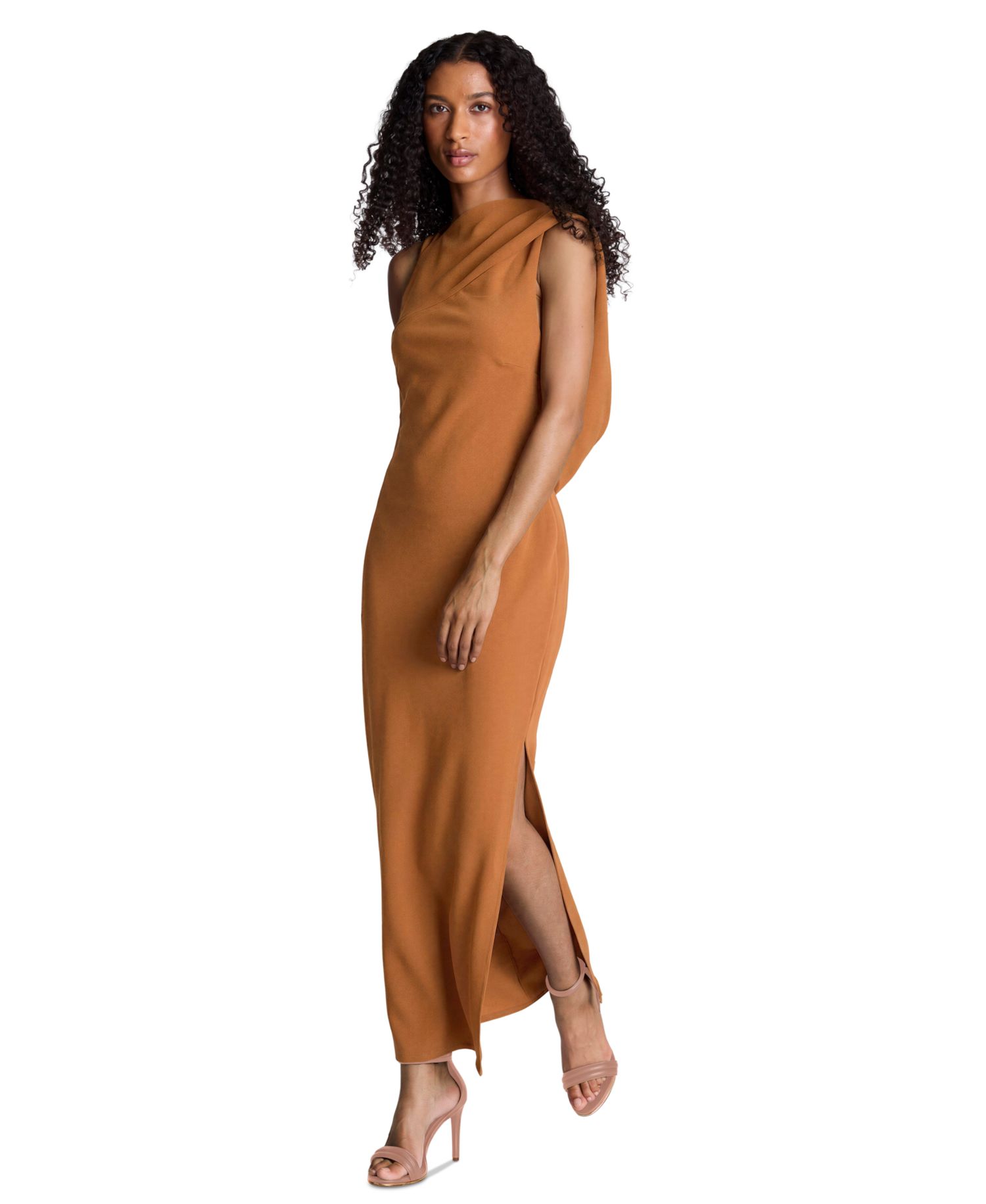 Women's Cowl Neck Drape-Back Maxi Dress