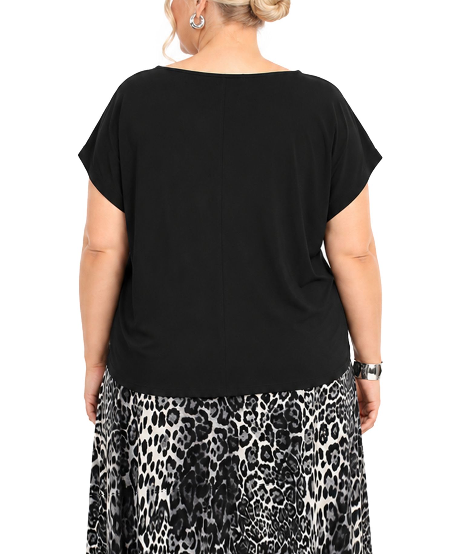 Plus Size Techno Crepe Short-Sleeve Ruched Top