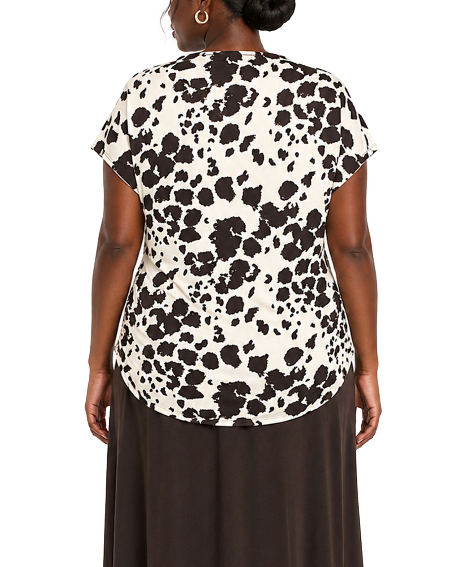 Plus Size Cow Print Draped Top