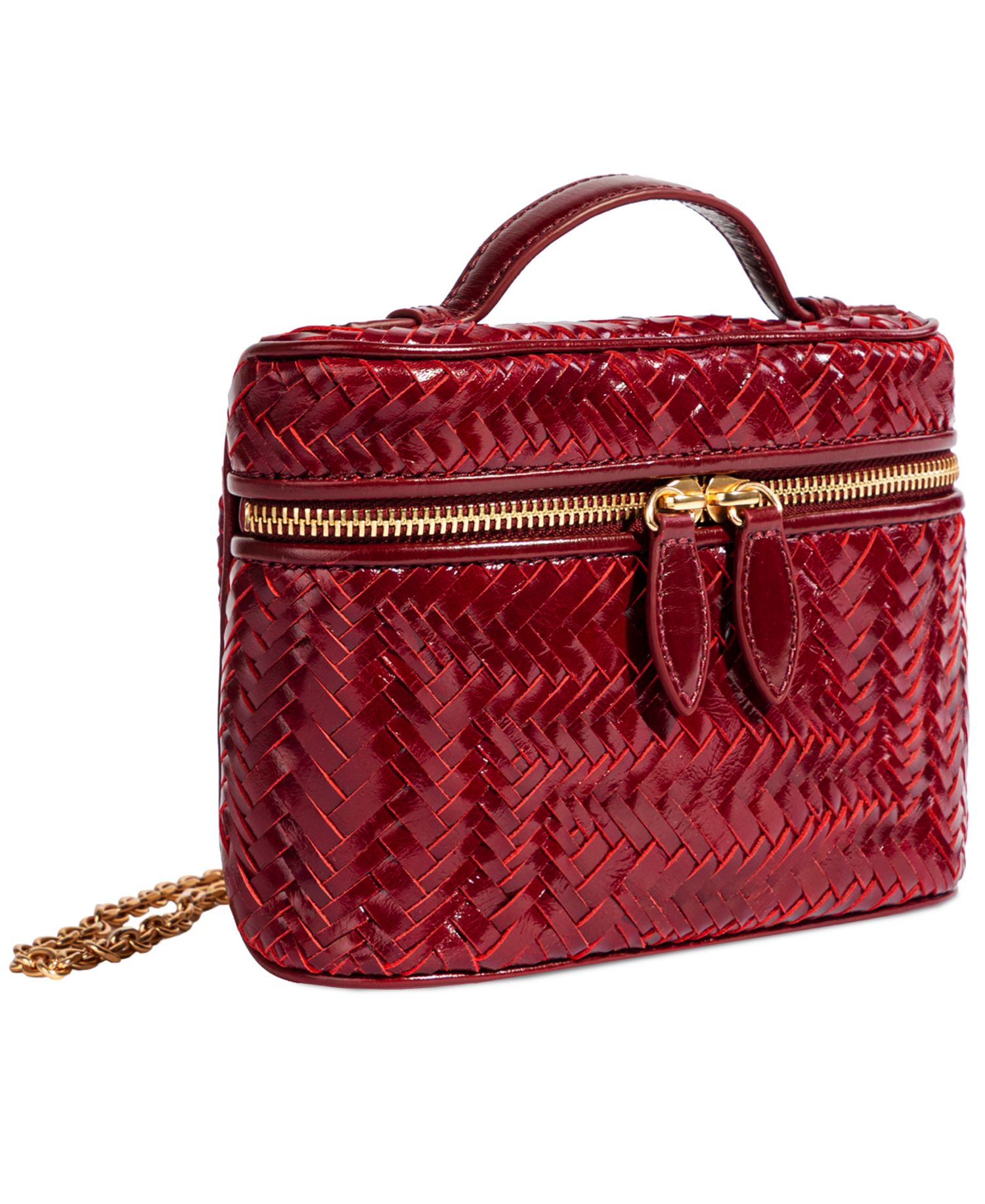 Charli Woven Leather Small Top Handle Crossbody Handbag