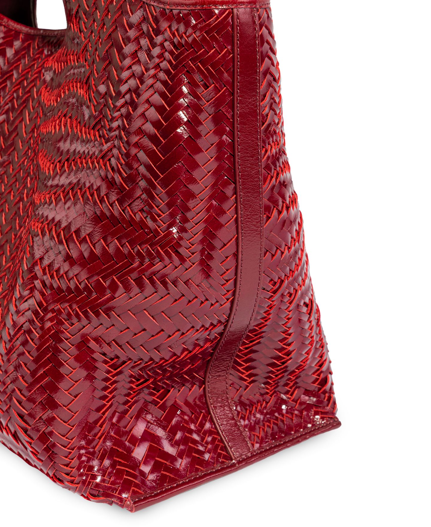 Женская сумка Sam Edelman Charli Woven Large Woven Leather Tote Handbag, цвет: Вишнёвый — фото 6