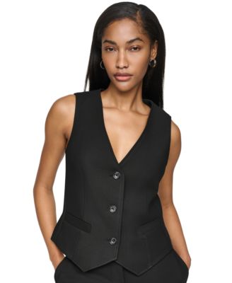Women's Double Weave V-Neck Fitted Vest