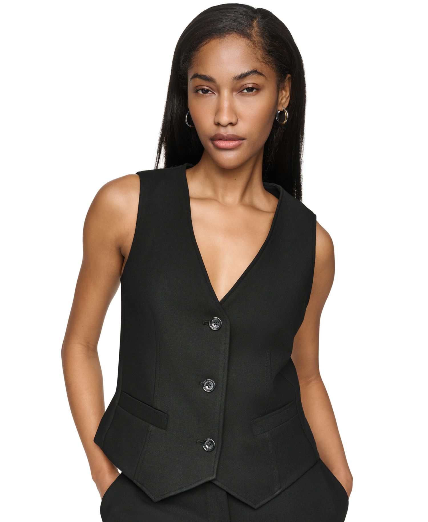 Women's Double Weave V-Neck Fitted Vest