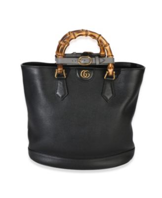 Black Dollar Calfskin GG Diana Medium Bamboo Handle Tote