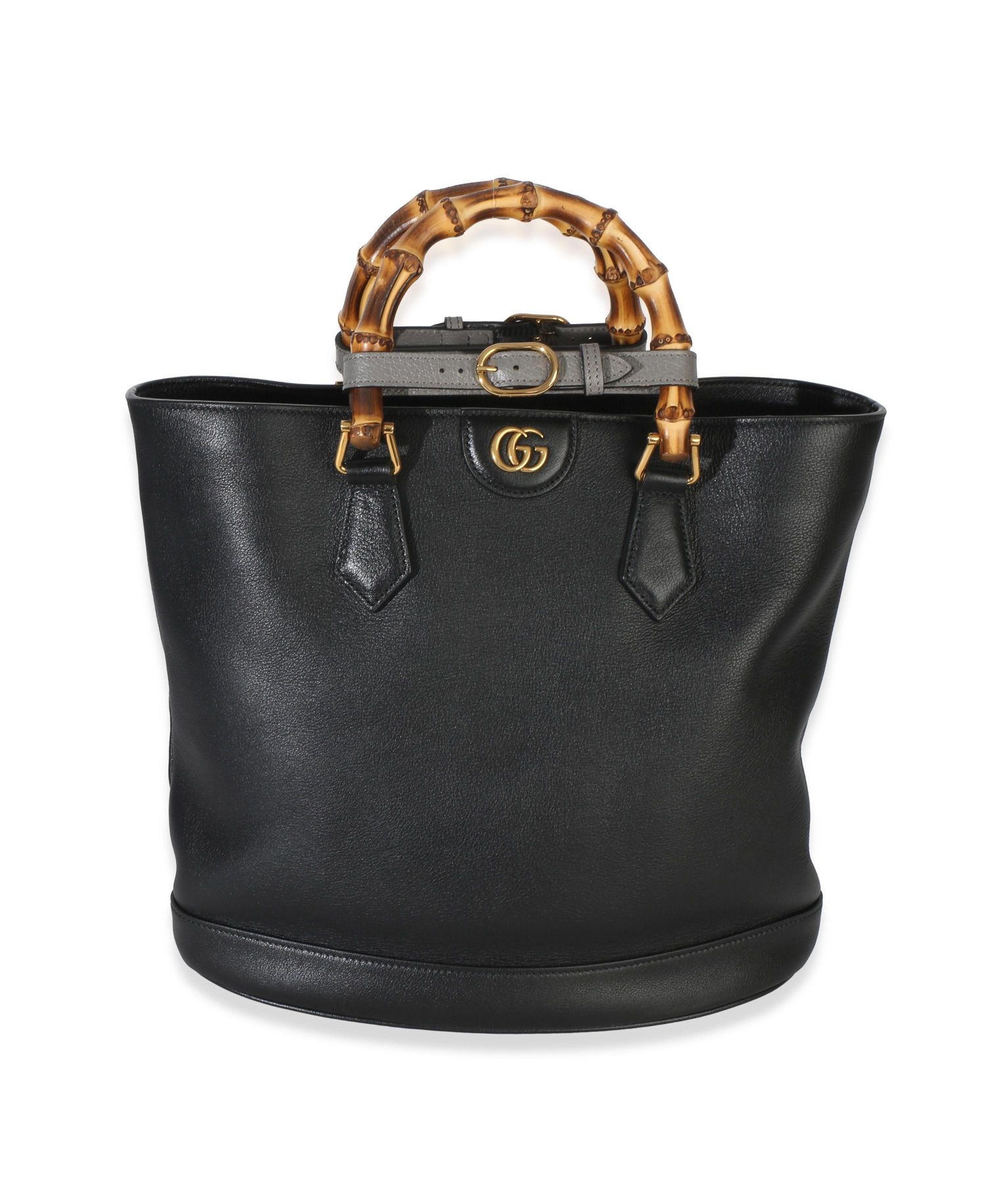 Black Dollar Calfskin GG Diana Medium Bamboo Handle Tote