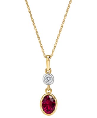 Ruby (1.45 ct. t.w.) & Diamond (1/10 ct. t.w.) Pendant Necklace in 14k Yellow Gold