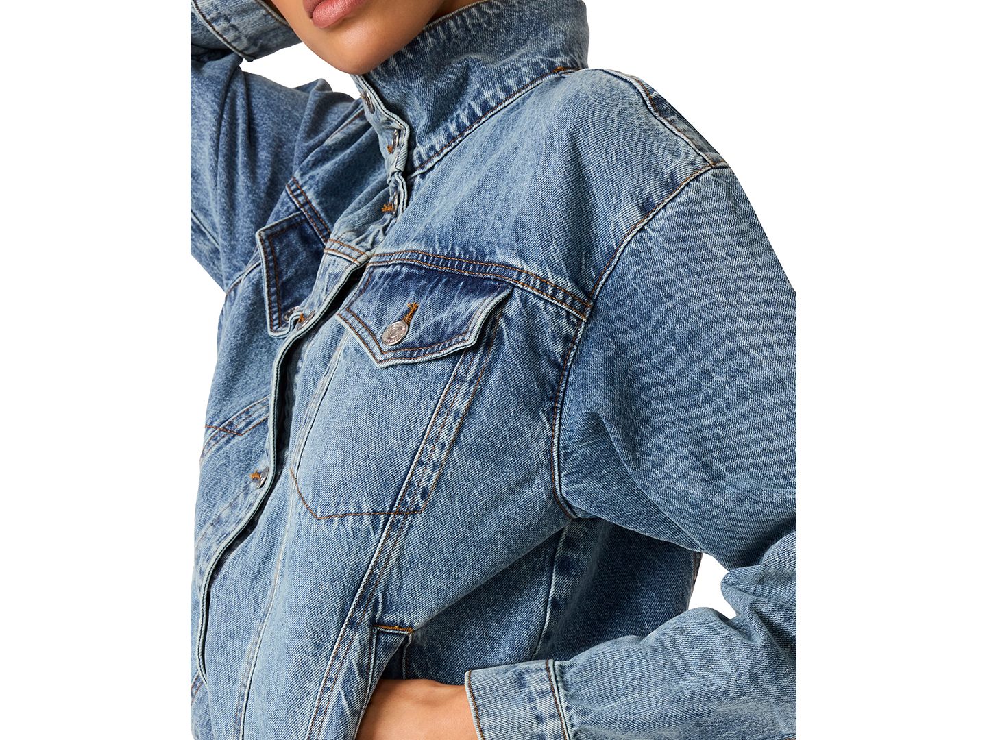 Женская куртка Steve Madden Allyson Funnel Neck Short, цвет: Синий — фото 4