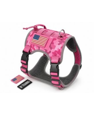 Adjustable Tactical Dog Harness for Medium & Large Dogs, Heavy-Duty No-Pull Vest with Metal Buckle and Control Handle | Pink Camouflage