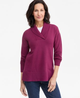 Women's Shawl Collar Cotton-Blend Sweater