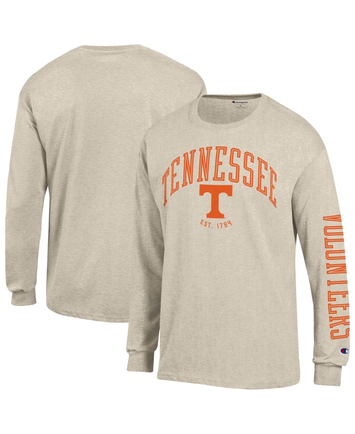 Champion Men's Heather Oatmeal Tennessee Neutral Arch Long-Sleeve T-Shirt - Oatmeal