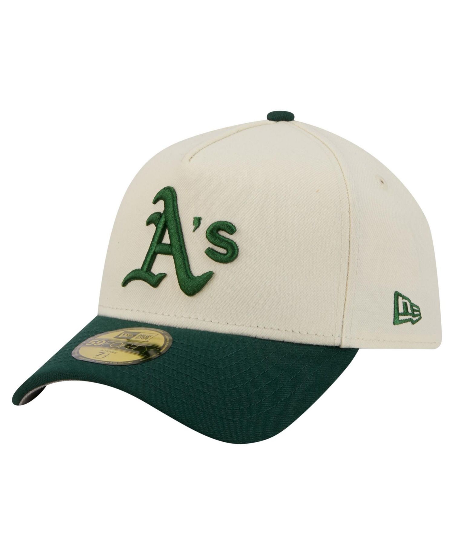 Men's Cream Athletics Chrome A-Frame 59FORTY Fitted Hat