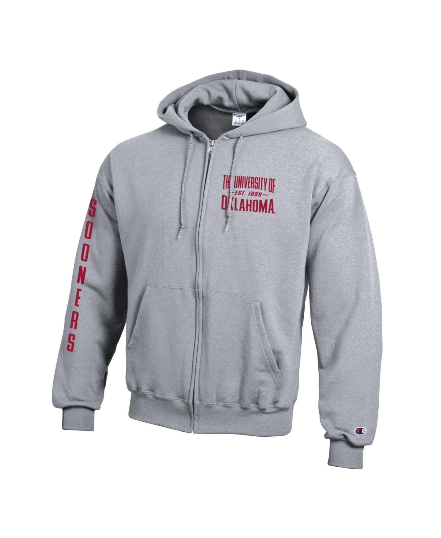 Men's Gray Oklahoma Sooners Varsity Power blend Full-Zip Fleece Hoodie