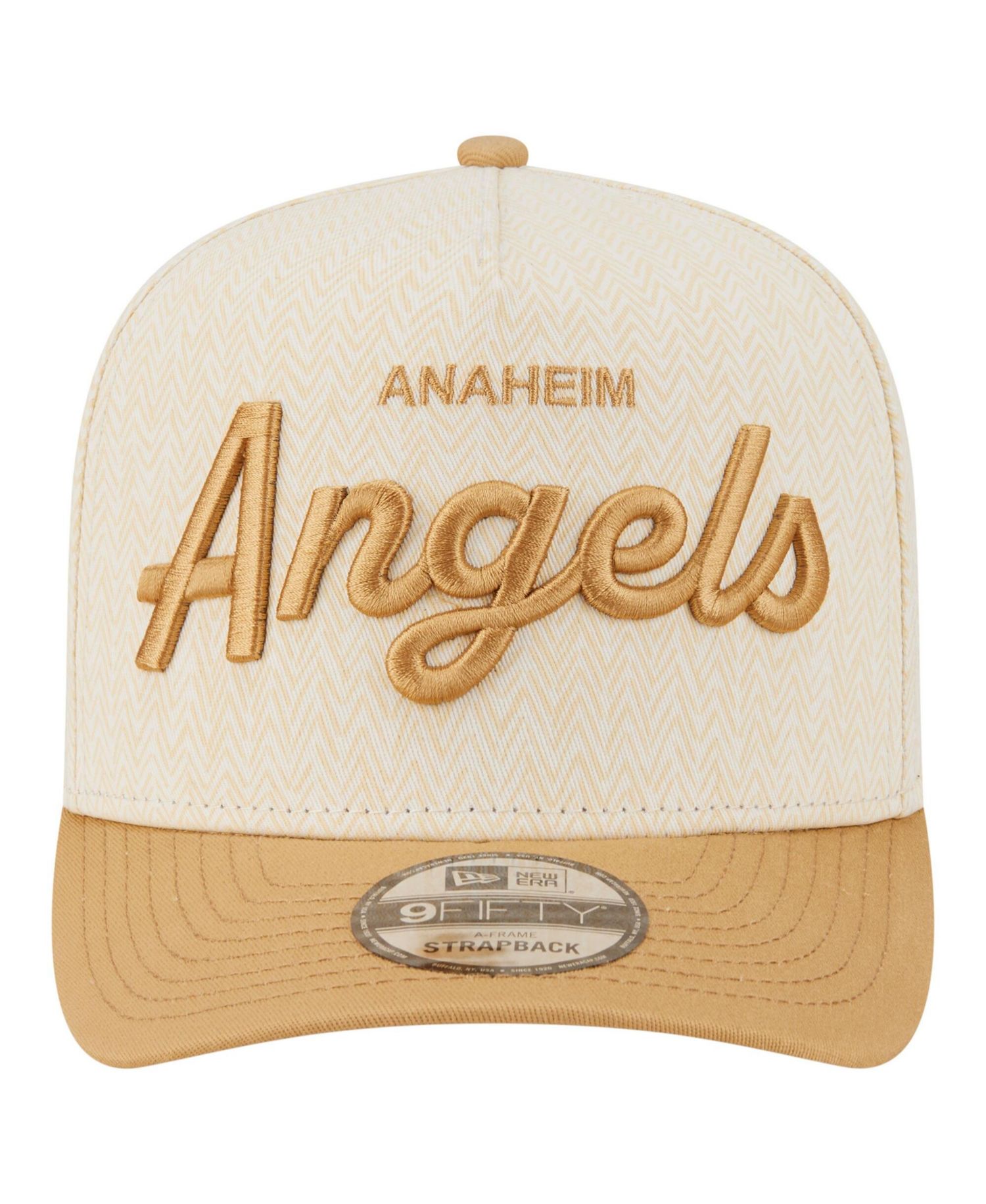 Men's Cream Los Angeles Angels Herringbone 9FIFTY A-Frame Snapback Hat