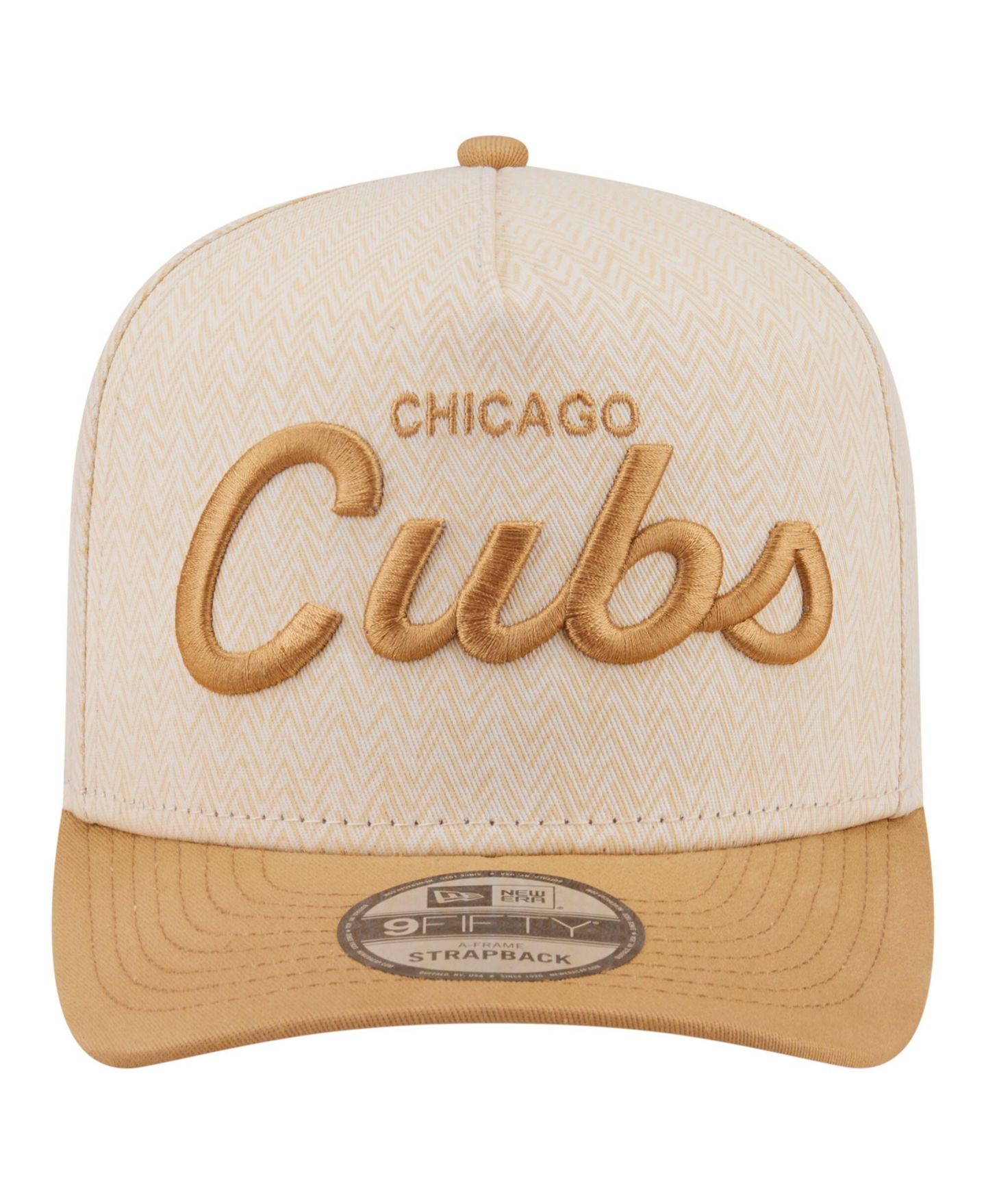 Мужская кепка New Era Cream Chicago Cubs Herringbone 9FIFTY A-Frame Snapback Hat — фото 5