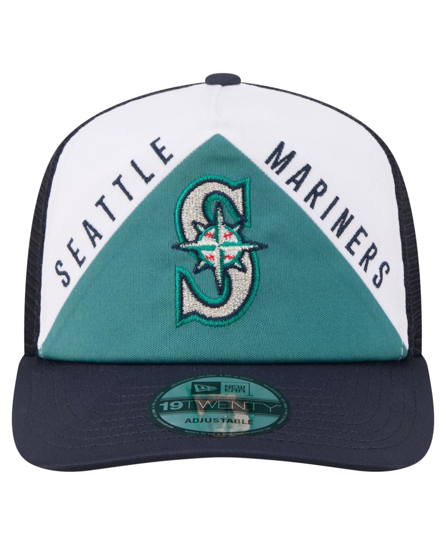 Мужская кепка New Era White/Navy Seattle Mariners Retro Cut 19TWENTY Adjustable Trucker Hat — фото 2