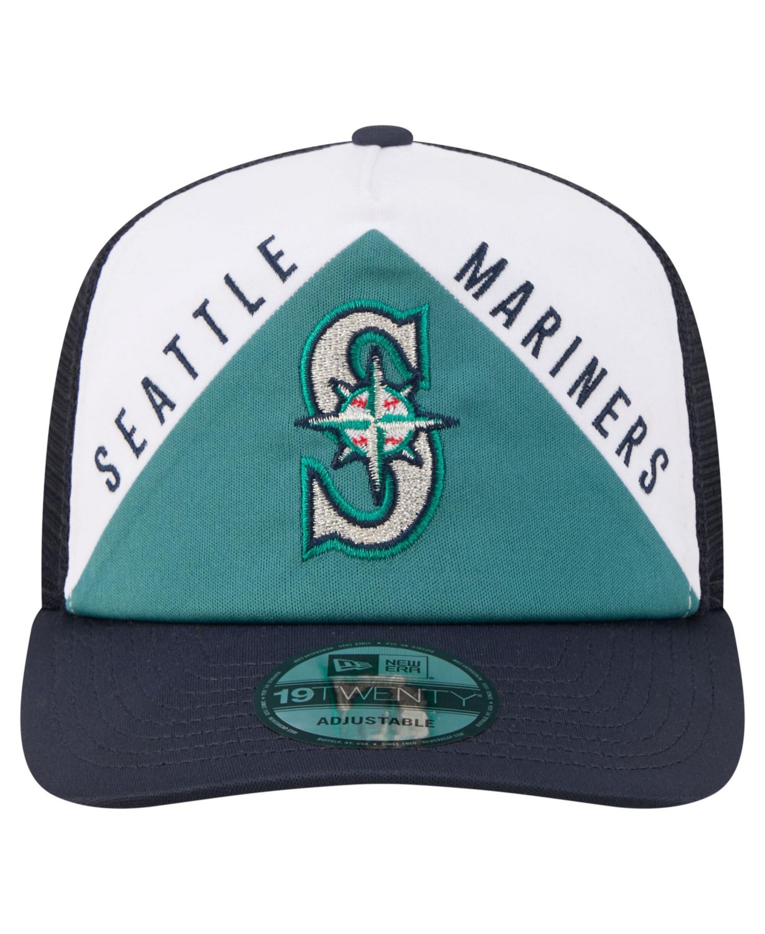 Men's White/Navy Seattle Mariners Retro Cut 19TWENTY Adjustable Trucker Hat